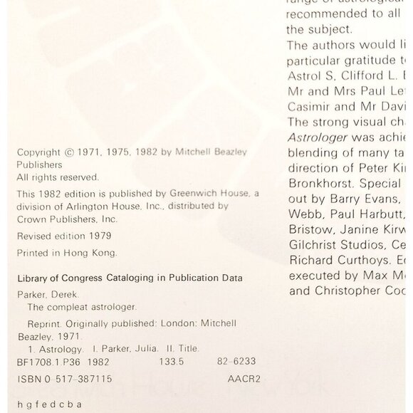 1982 The Compleat Astrologer Illustrated w/ Dust Jacket HC Parker Astrology WHBS - Picture 4 of 10